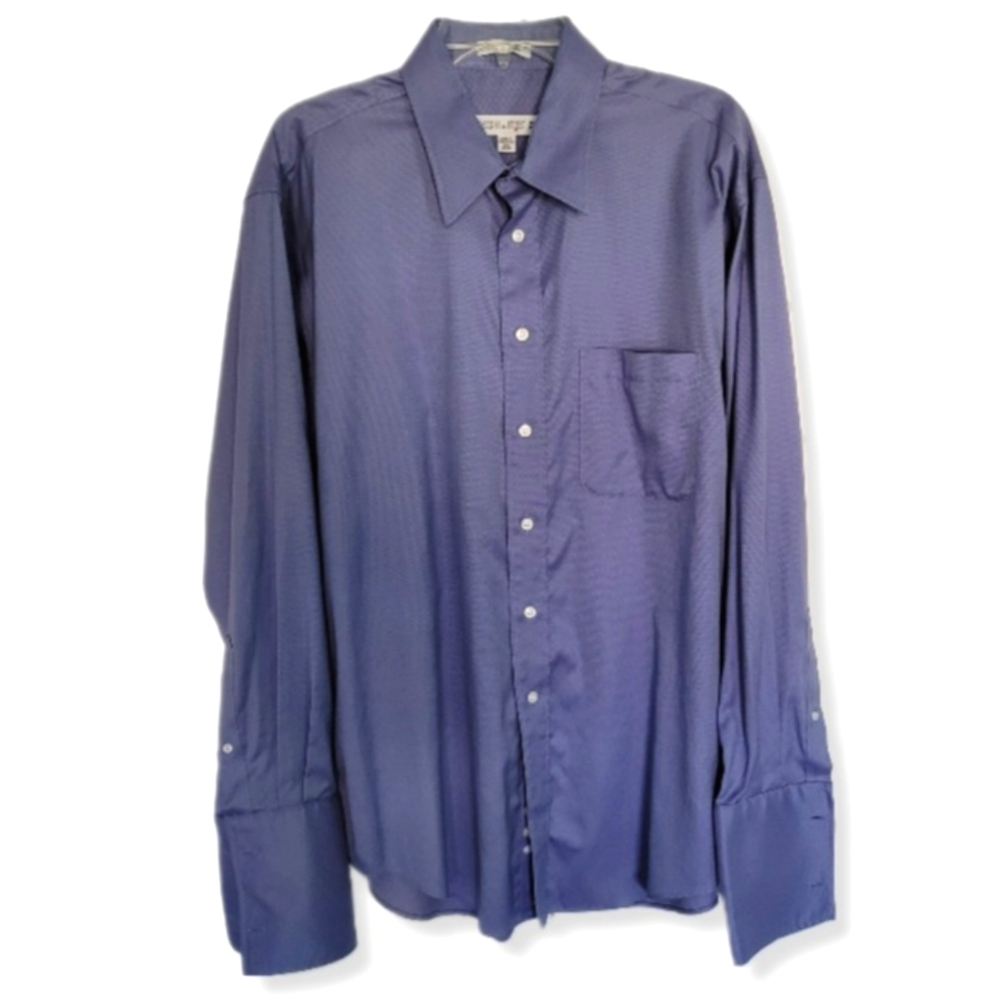 Joseph & Feiss Shirt Blue 100% Cotton Button Up Long Sleeve Size 16 1/2 …